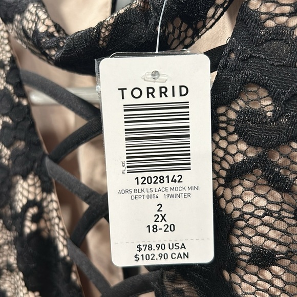 Torrid Black Lace Mock Neck Shift Dress Size 2 Wedding Formal Cocktail Gothic - Picture 10 of 16